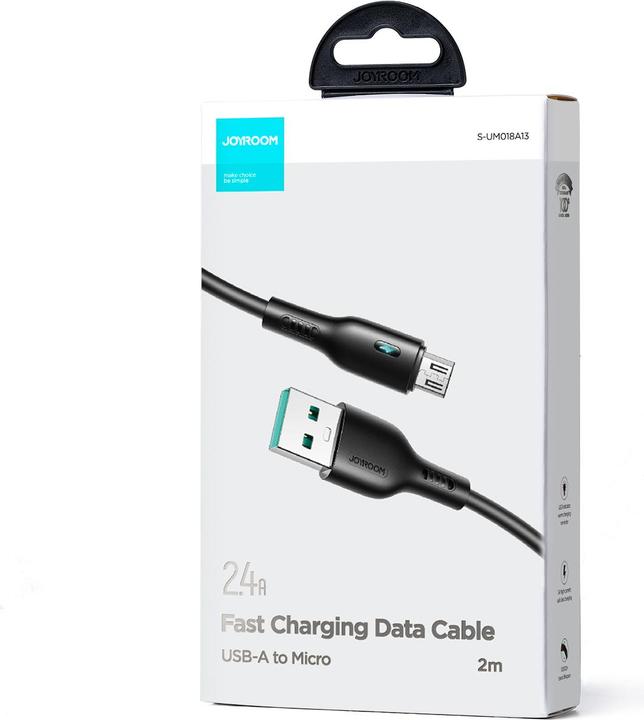 Produktbild Joyroom USB cable - micro USB 2.4A 2m S-UM018A13 - black (2 m, USB 2.0)