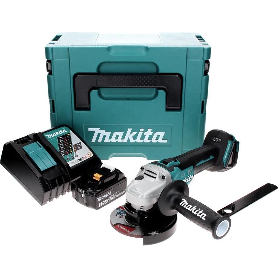 Thumbnail - Makita, Winkelschleifer, DGA 506 RT1J Akku Winkelschleifer 18 V 125 mm Brushless + 1x Akku 5,0 Ah + Ladegerät + Makpac (...
