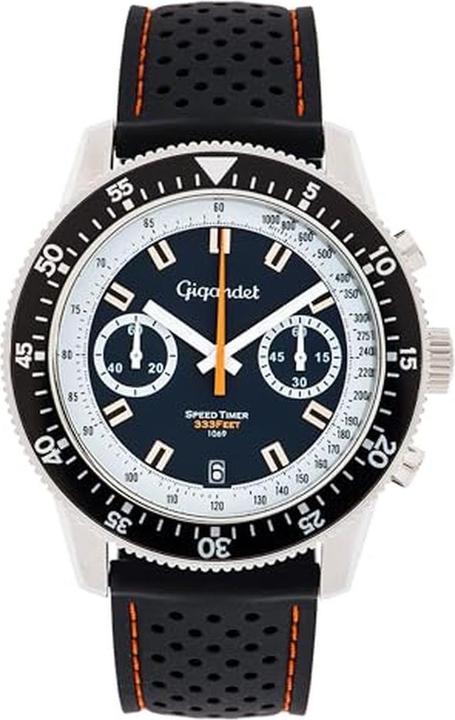 Gigandet Chronographe sport vintage avec tachymètre et verre minéral résistant (Montre de sport, Montre analogique, Chronographe)