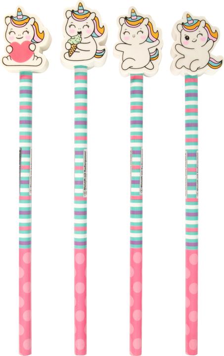 Image du produit Stylex Bleistift mit Radiergummi-Topper Einhorn 4fach sortiert (HB, 1x)