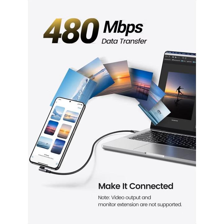 Actual product image Ugreen USB Type C - USB Type C (2 m, USB 2.0, 100 W)