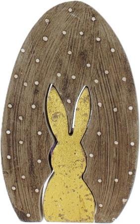 MICA Living Ei mit Hase - braun/gold - ca. 11,5 x 2,5 x 18 cm - 2-teilig
