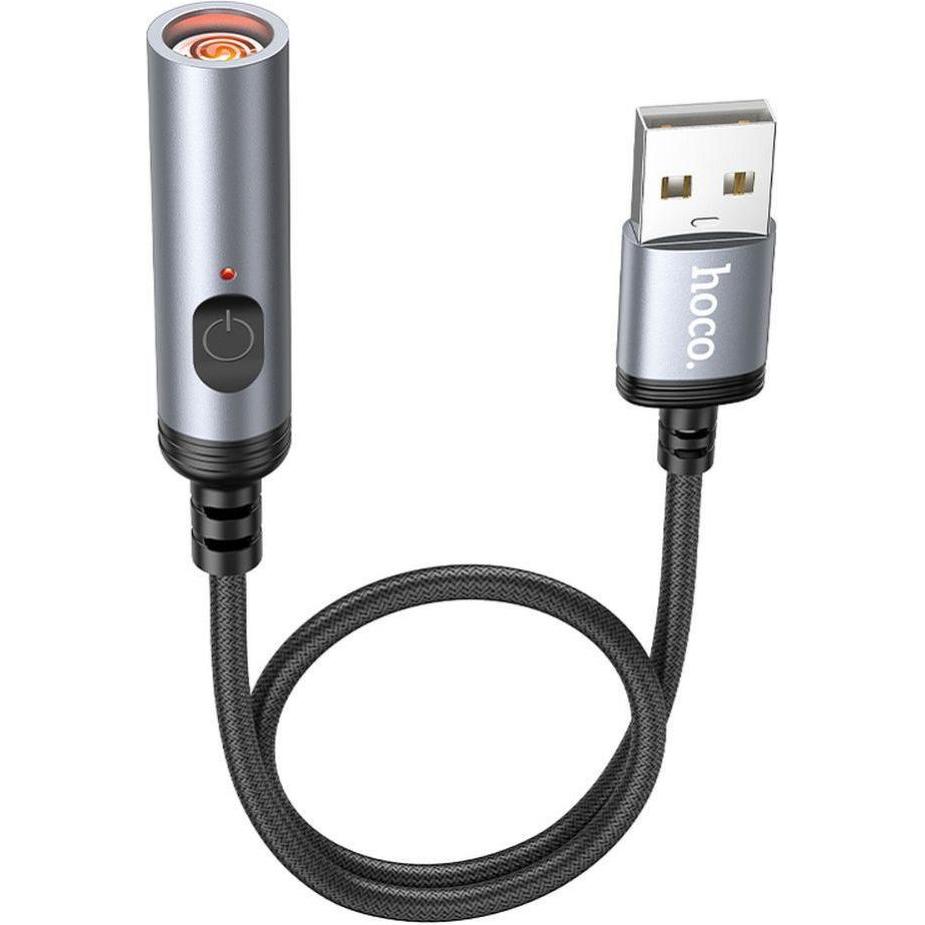 Hoco Cigarette Lighter UA30, USB-A, 30cm, Grau, Adattatore per auto, Grigio