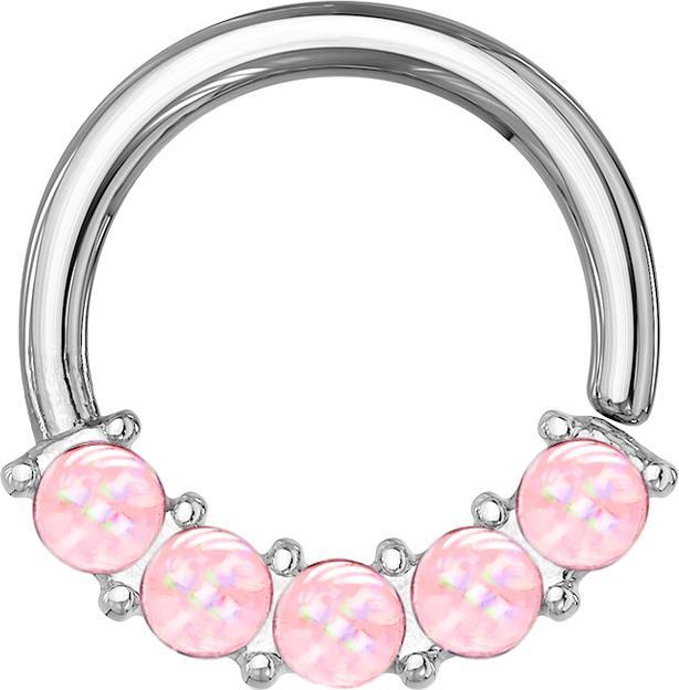 Immagine prodotto Star Piercing Anello Micro Piercing argento anteriore cinque pietre epossidiche rosa (senza ottone, Acciaio chirurgico 316L)