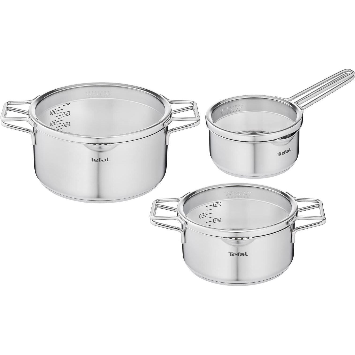 Tefal Nordica Topfset, 6-teilig, Padella + Pentola, Argento