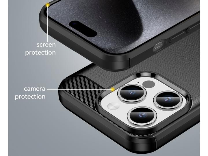 Produktbild Screenguard Apple iPhone 15 Pro Hülle Carbon Brushed Soft TPU (Apple iPhone 15 Pro)