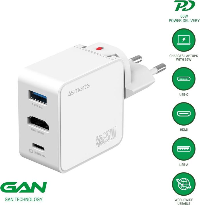 Produktbild 4smarts Netzladegerät (65 W, 3 Ports)