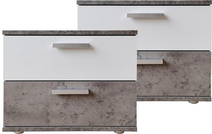Produktbild HTI-Living Nachtschrank 2er Set Beton Weiss Nina (45 x 38 x 38 cm)