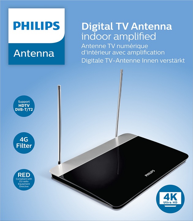 Actual product image Philips DVB-T indoor antenna SDV6227/12 (Indoor antenna, 47 dB, DVB-T / -T2, UKW / MW / LW)