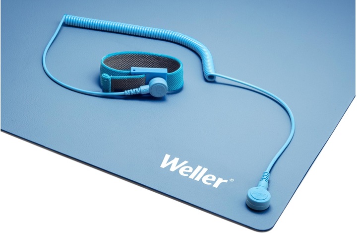 Actual product image Weller Erem Antistatic ESD premium tabletop soldering mat set with wrist strap and spiral cable (Storage)