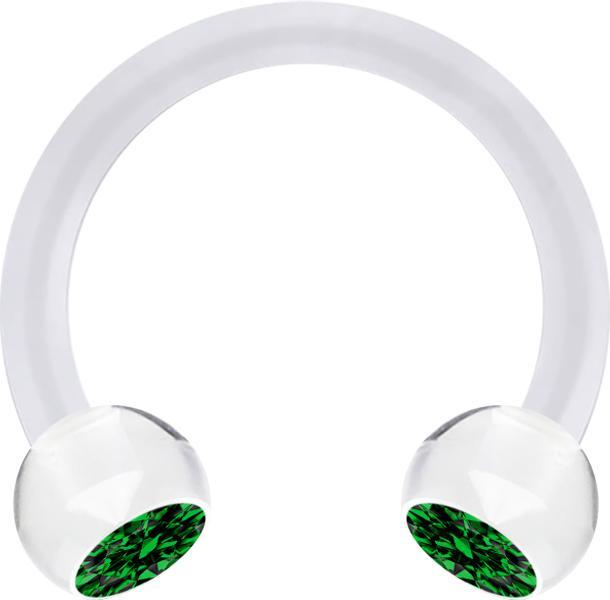 Immagine prodotto Star Piercing Micro Circular Barbell trasparente con due sfere di cristallo verde (senza ottone, Materiale sintetico)