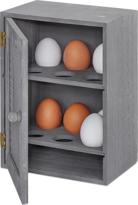 Actual product image Relaxdays Wooden Egg Cabinet, 12 Pieces (18 x 12 x 25 cm, 5.50 l)