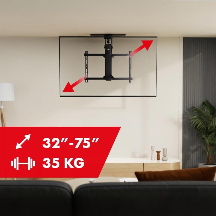 Actual product image Maclean electric ceiling TV mount TUYA support max VESA 600x400 90st swivel remote (Ceiling, 35 kg, 32" - 75")