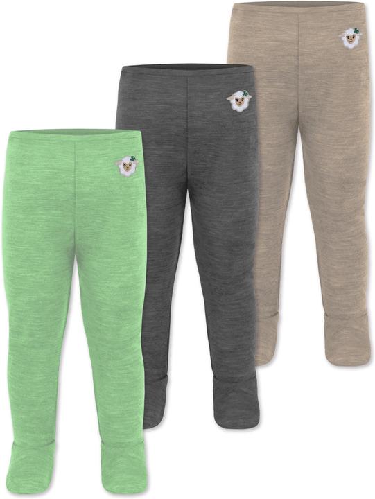 Image du produit Normani Lot de 3 slips bébé mérinos avec pieds - 9543 (74)