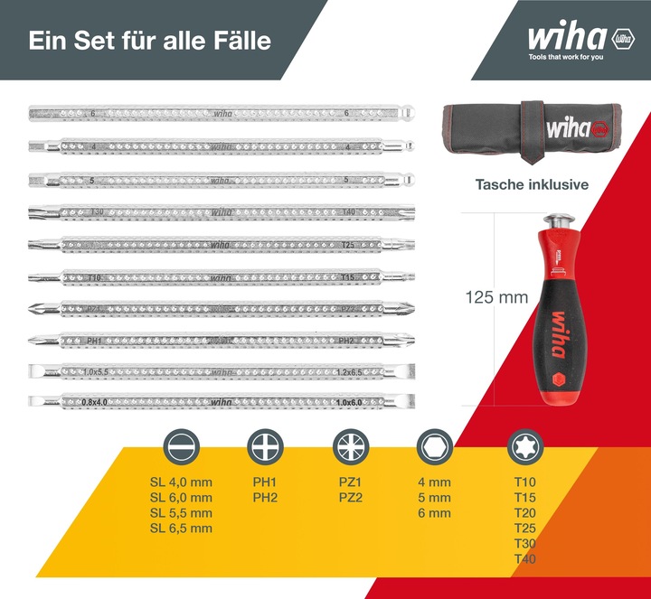 Produktbild Wiha System 6 (Schlitz, Pozidriv-Kreuzschlitz (PZ), Phillipps-Kreuzschlitz (PH), Innensechskant)