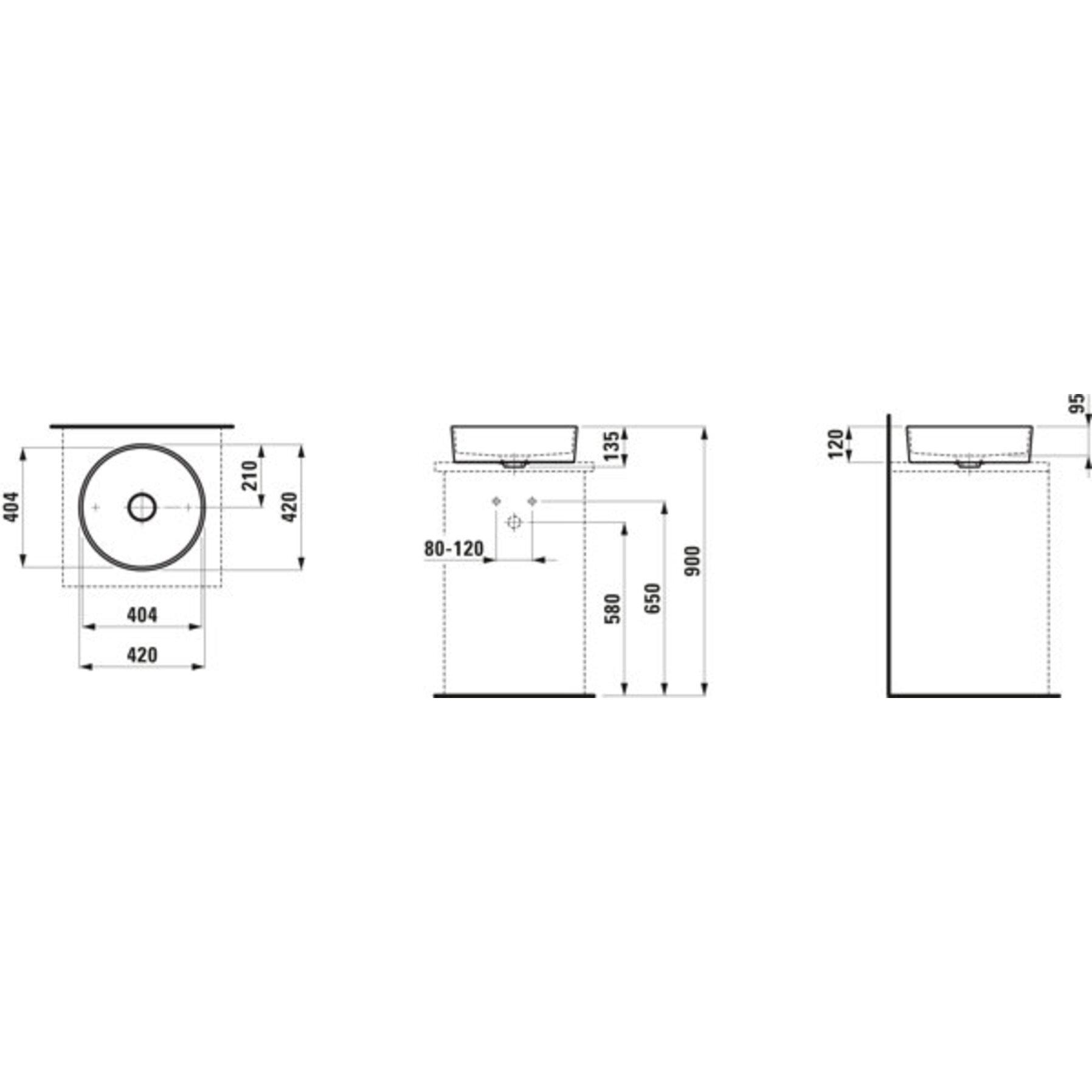 Thumbnail - Laufen, Waschbecken, Kartell Waschtisch-Schale, ohne Hahnloch, ohne Überlauf, 420x420x135mm, H812331 (420 mm, 420 mm)