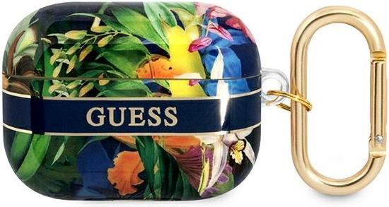 Actual product image Guess GUAPHHFLB AirPods Pro cover niebieski/blue Flower Strap Collection (Headphone sleeve)