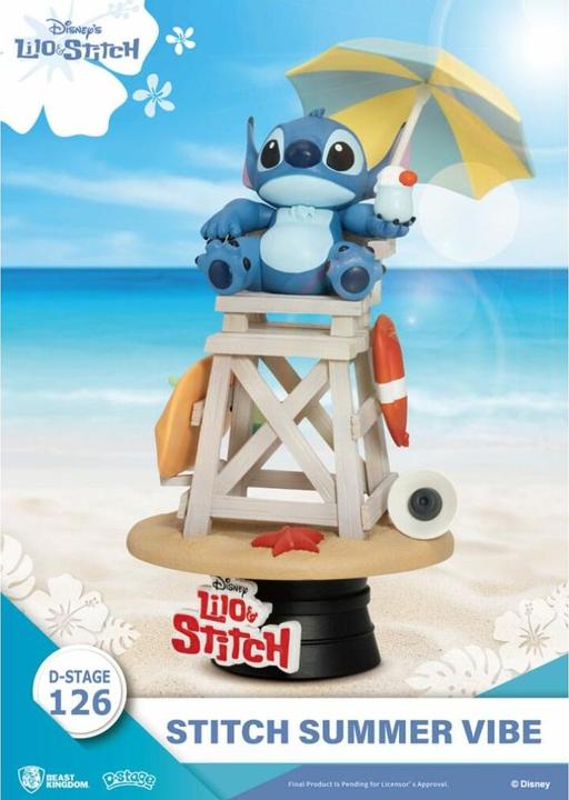 Actual product image Beast Kingdom Disney D-Stage PVC Diorama Stitch Summer Vibe 16 cm