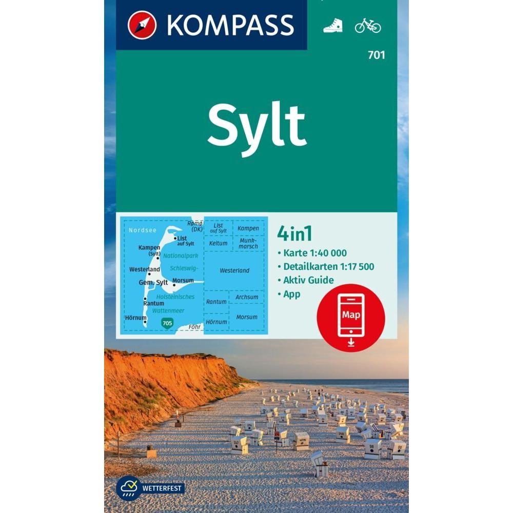 Wanderkarte 701 Sylt mit Ortsplänen 1:40.000, Landkarte