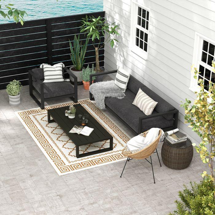 Immagine prodotto Swisshandel24 Tappeto per esterni Tappeto in plastica resistente alle intemperie, tappeto reversibile 182x274cm