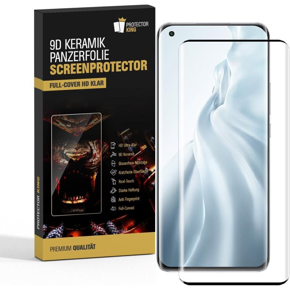 Protectorking 3x Ceramic-Glass Full Cover HD Klar (3 Stück, Xiaomi Mi 11i), Smartphone Schutzfolie, Transparent