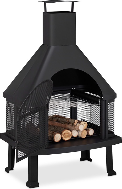 Actual product image Relaxdays Patio Log Burner With Grill