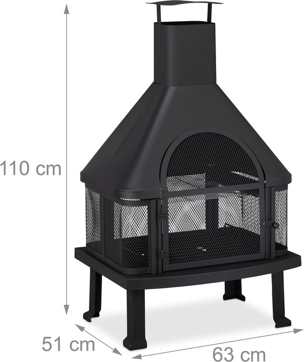 Actual product image Relaxdays Patio Log Burner With Grill