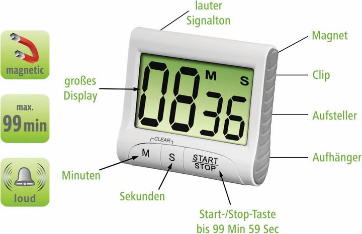 Actual product image Xavax kitchen timer "Countdown" kitchen timer, digital, white