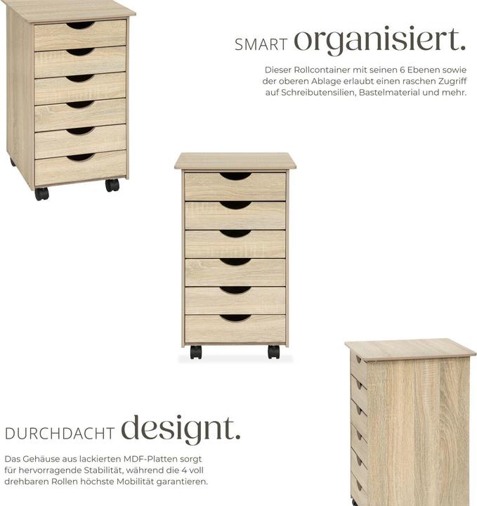 Produktbild tectake Rollcontainer (36 x 40 x 65 cm)