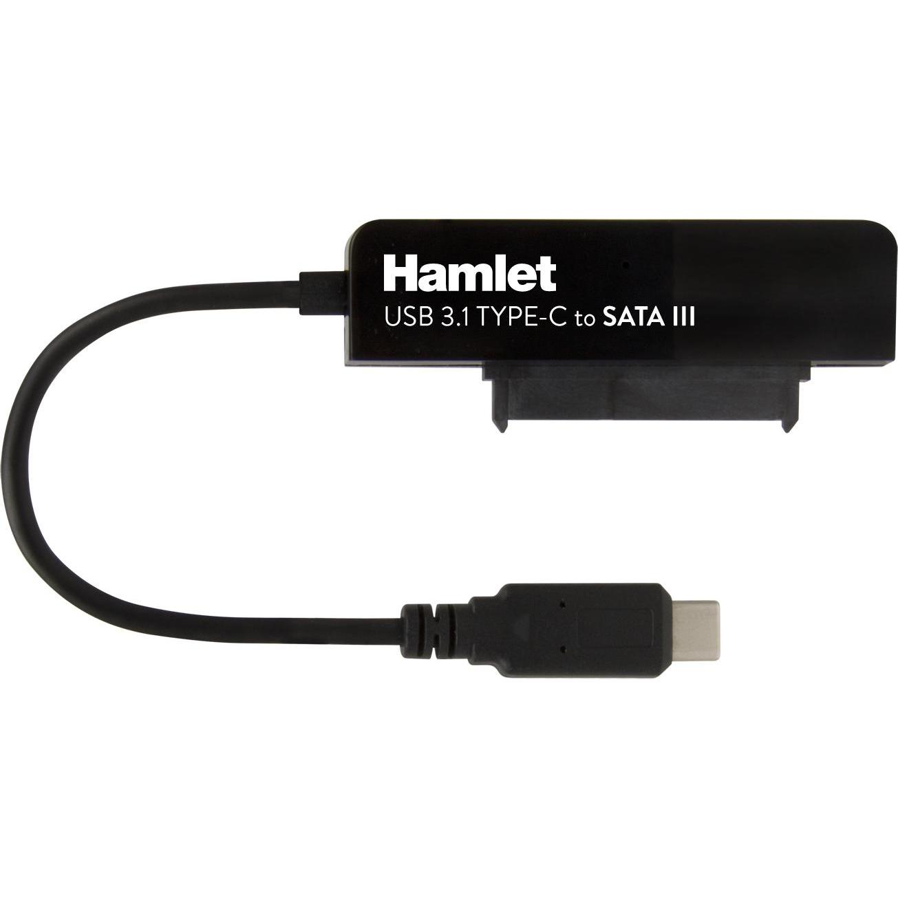 Hamlet Adattatore USB 3.1 Type-C to SATA III per collegare hard disk o unità SSD con Serial ATA, SSD esterno, Nero