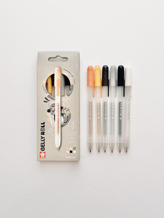 Immagine prodotto Sakura Roller Gelly Clicker (argento chiaro, Argento scuro, Bianco, Nero, Oro, Rame, 6x)