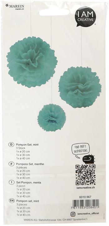 Actual product image I Am Creative Pompom set incl. string (3 pcs.)