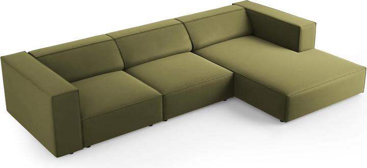 Actual product image Cosmopolitan Design Velvet Right Corner Sofa, "Arendal", 4 Seats, Light Green, 284x166x70 Made in Europe (Corner sofa)