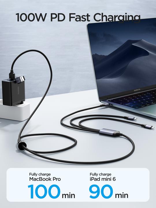 Actual product image Joyroom Cable Speedy USB SA21-2T3, 6 in 1/ 100W/Cable 1.5m (black) (1.50 m, USB 2.0, 100 W)