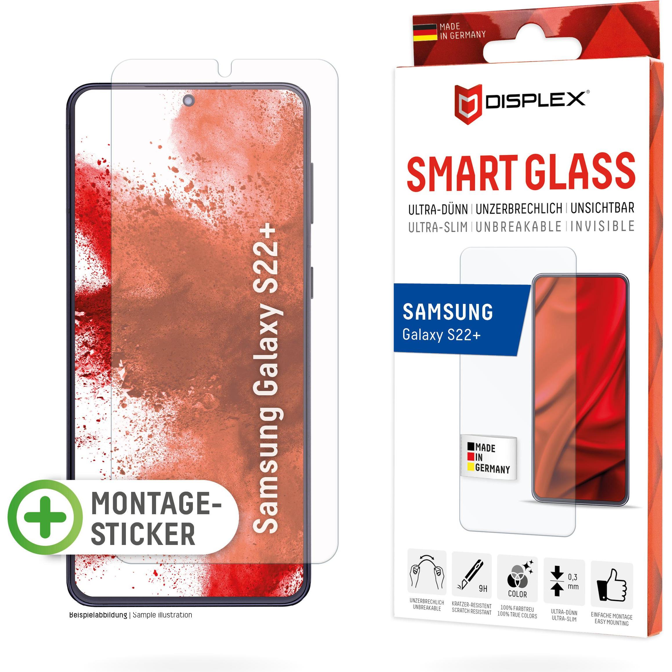 Displex Smart Glass, Displayschutzfolie (1 Stück, Samsung Galaxy S22+), Smartphone Schutzfolie, Transparent