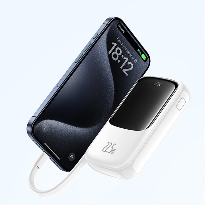 Produktbild Baseus Qpow Pro+ Power Bank 22.5W 10000mAh USB-C - White (10000 mAh, 22.50 W, 37 Wh)