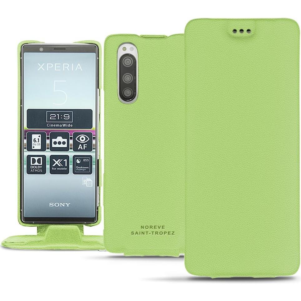 Noreve Lederschutzhülle vertikal (Sony Xperia 5), Smartphone Hülle, Grün
