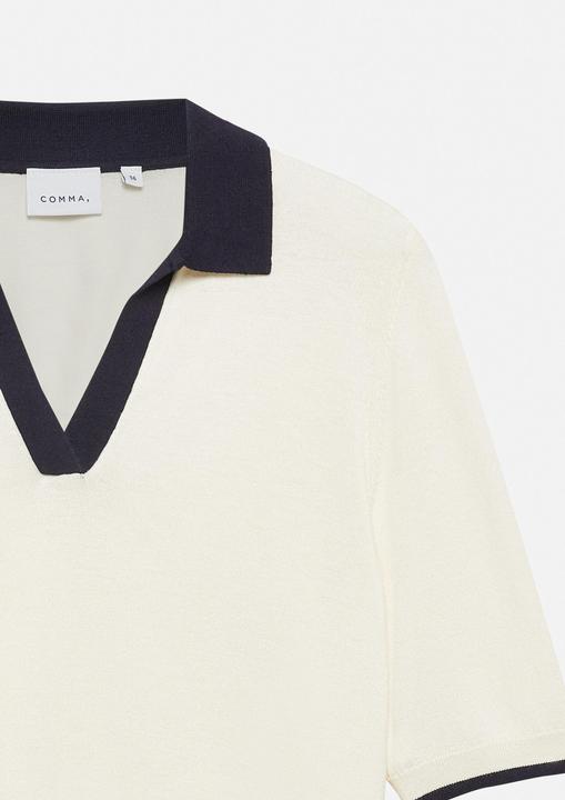 Produktbild Comma Strickpullover Femininer Polo-Pullover mit Kontrastkragen (32)