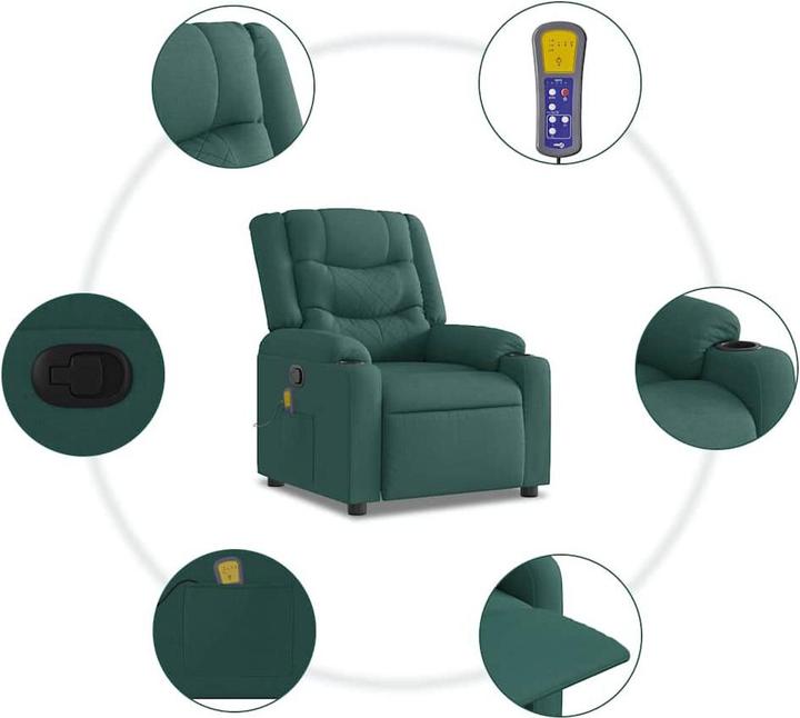 Image du produit vidaXL Fauteuil de massage Vert foncé Tissu