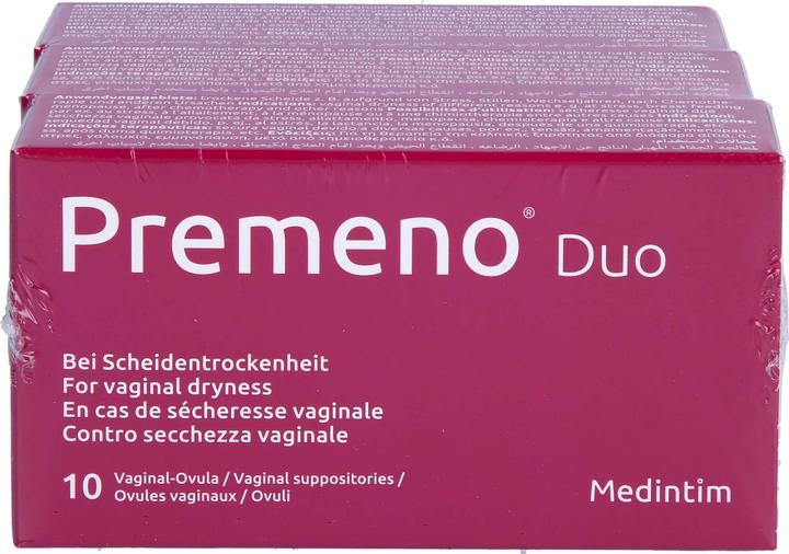 Produktbild Medintim Premeno duo Vaginal Ovula bei Scheidentrockenheit, 30 St. Zäpfchen