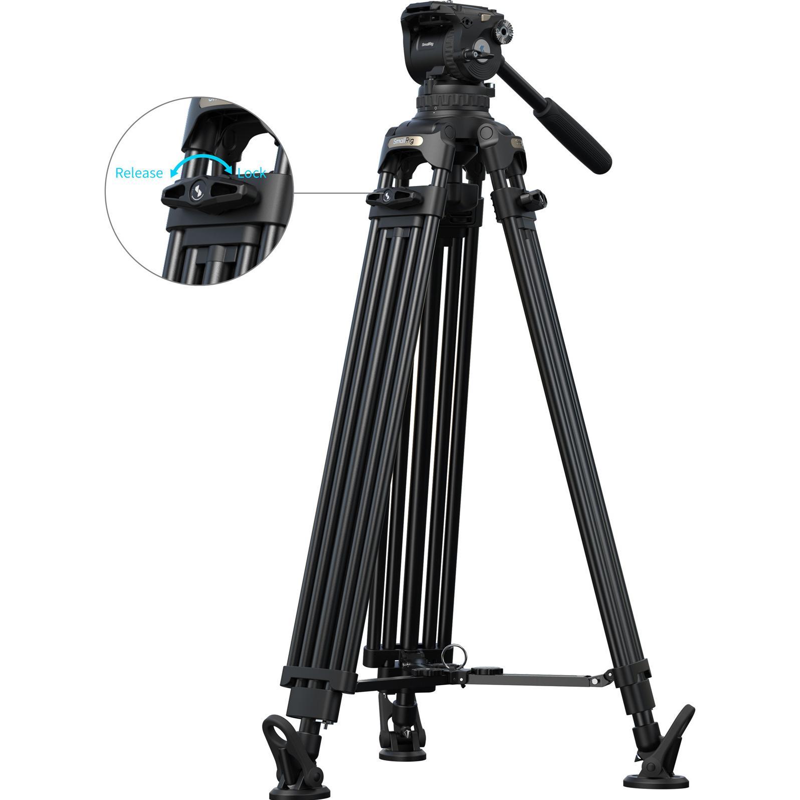 SmallRig 5577 FSD18 FreeSpeed Heavy-Duty Aluminum Alloy Tripod (Metallo), Treppiede, Nero