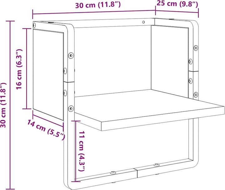 Immagine prodotto vidaXL Schwebendes Regal (25 x 30 x 30 cm)
