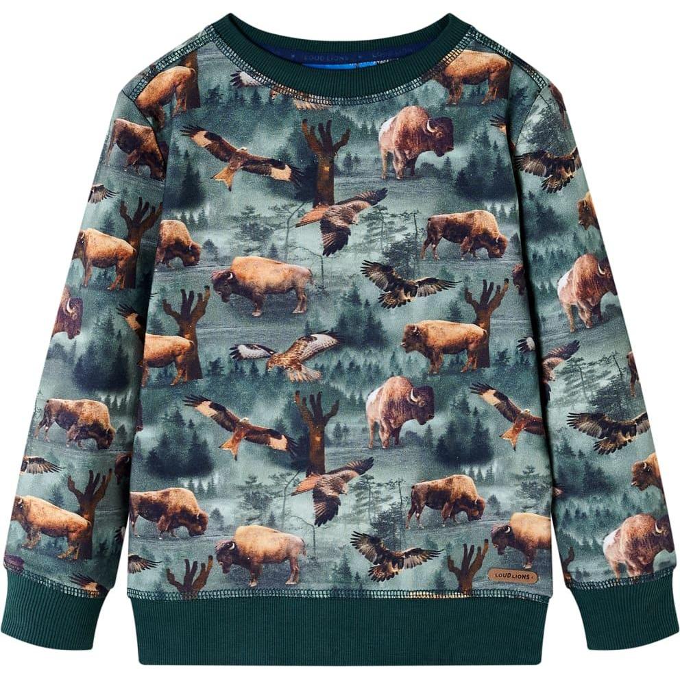 VidaXL, Unisex, Pullover, Kinder-Sweatshirt Dunkelgrün 116,Material: 95 % Baumwolle, Grün, (116)