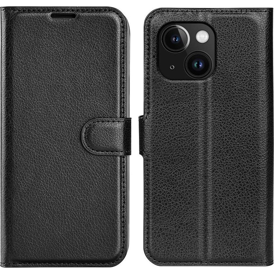 Cover-Discount iPhone 15 Plus - Leder Etui Hülle schwarz (Apple iPhone 15 Plus), Smartphone Hülle, Schwarz