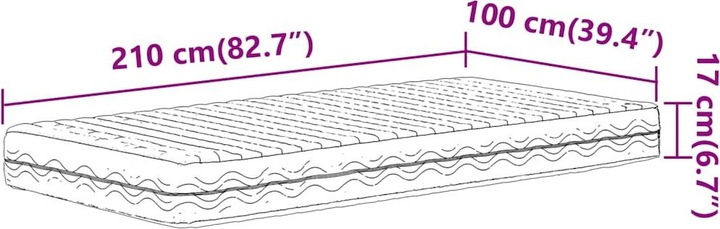 Produktbild VidaXL Schaumstoffmatratze 100 x 210 cm Härtegrad H2 H3 (100 x 210 cm, Schaumstoffkern)