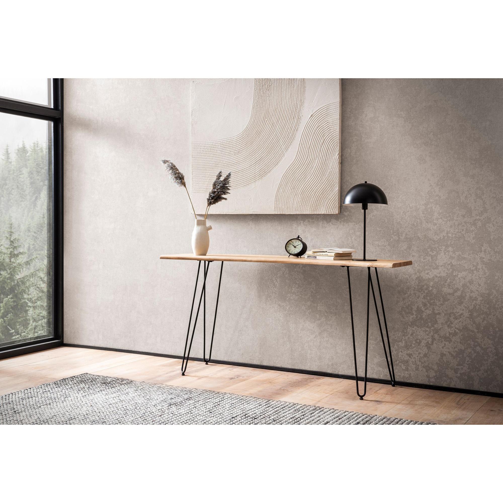 Thumbnail - FineBuy, Konsolentisch, Konsolentisch Anrichte 150 cm Ablagetisch Massivholz Baumkante Modern (150 x 75 x 35 cm)