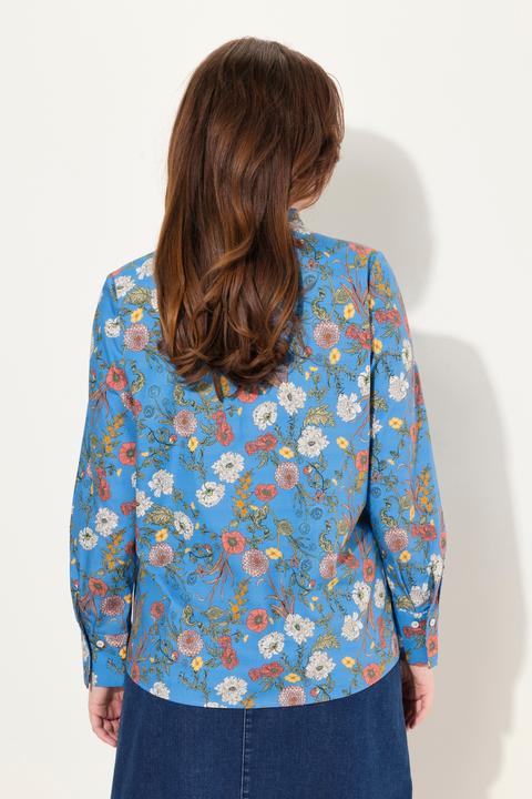 Produktbild Ulla Popken Bluse, Blüten, Kelchkragen, V-Ausschnitt, Langarm (58)