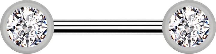 Produktbild Star Piercing Barbell silber mit zwei Kugel front Kristall silber (Titan G23, ohne Messing)