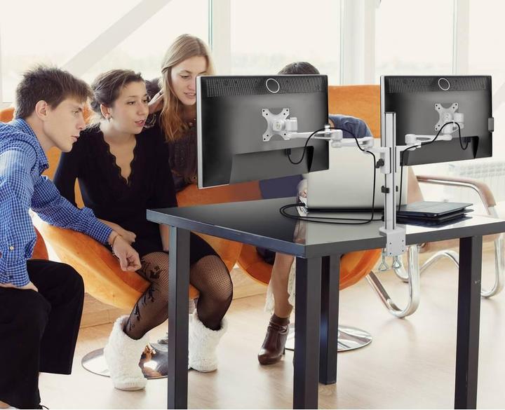 Image du produit SpeaKa Professional Support de bureau pour moniteur double avec pince en C (Tables, 27", 10 kg)