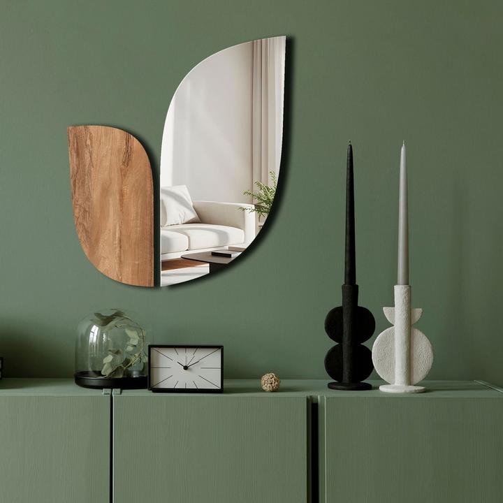 Wallxpert Ozgi Leaf Decorative Mirror (43 x 50 cm)